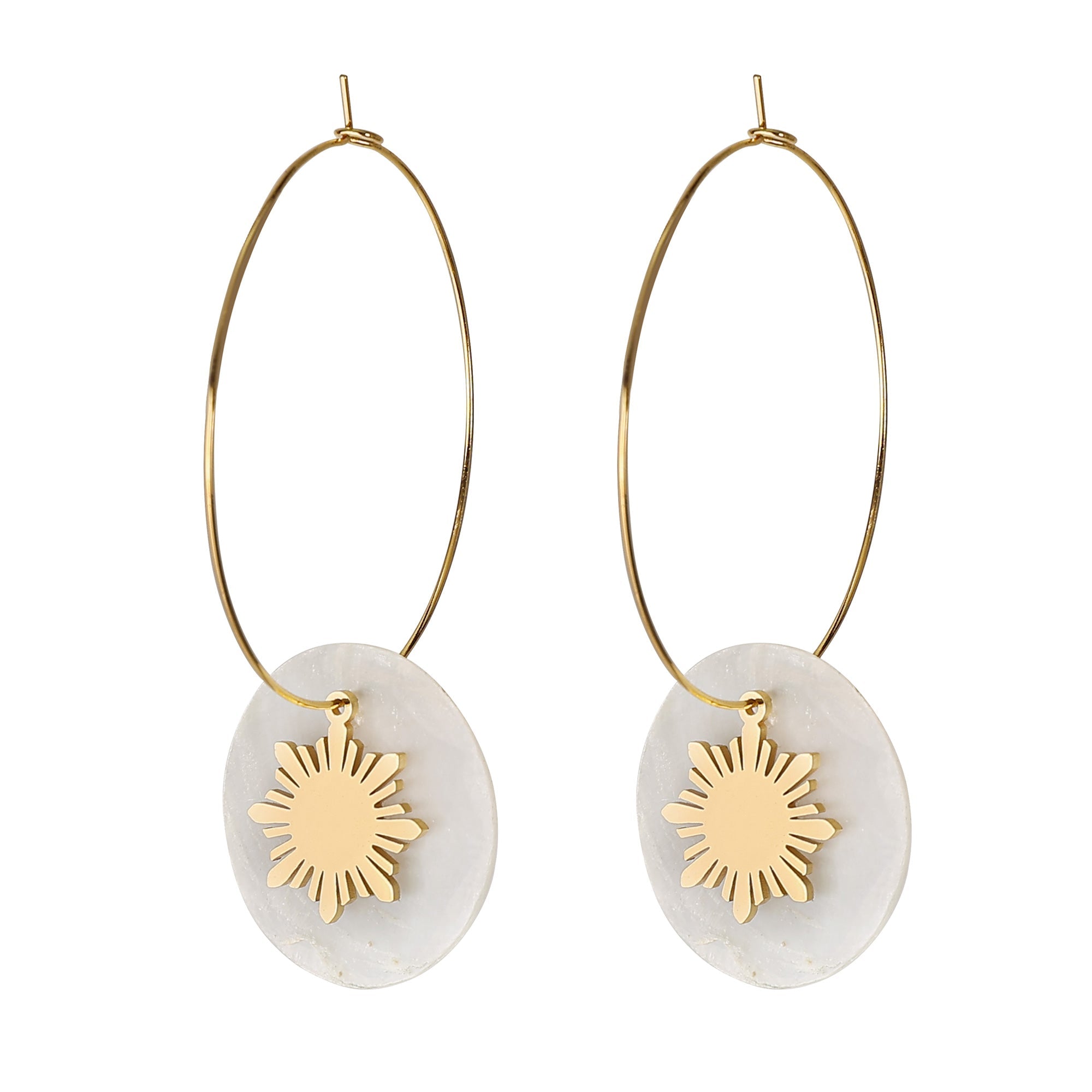Philippine Sun and Capiz Hoop Earrings