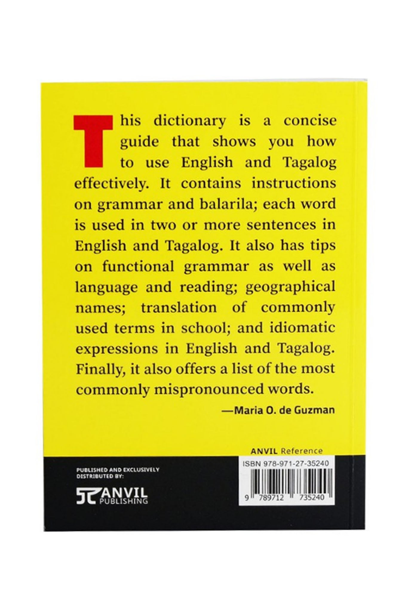 BARONG WAREHOUSE - FB71 - English-Tagalog and Tagalog-English | by: Maria Odulio De Guzman - Dictionary Book