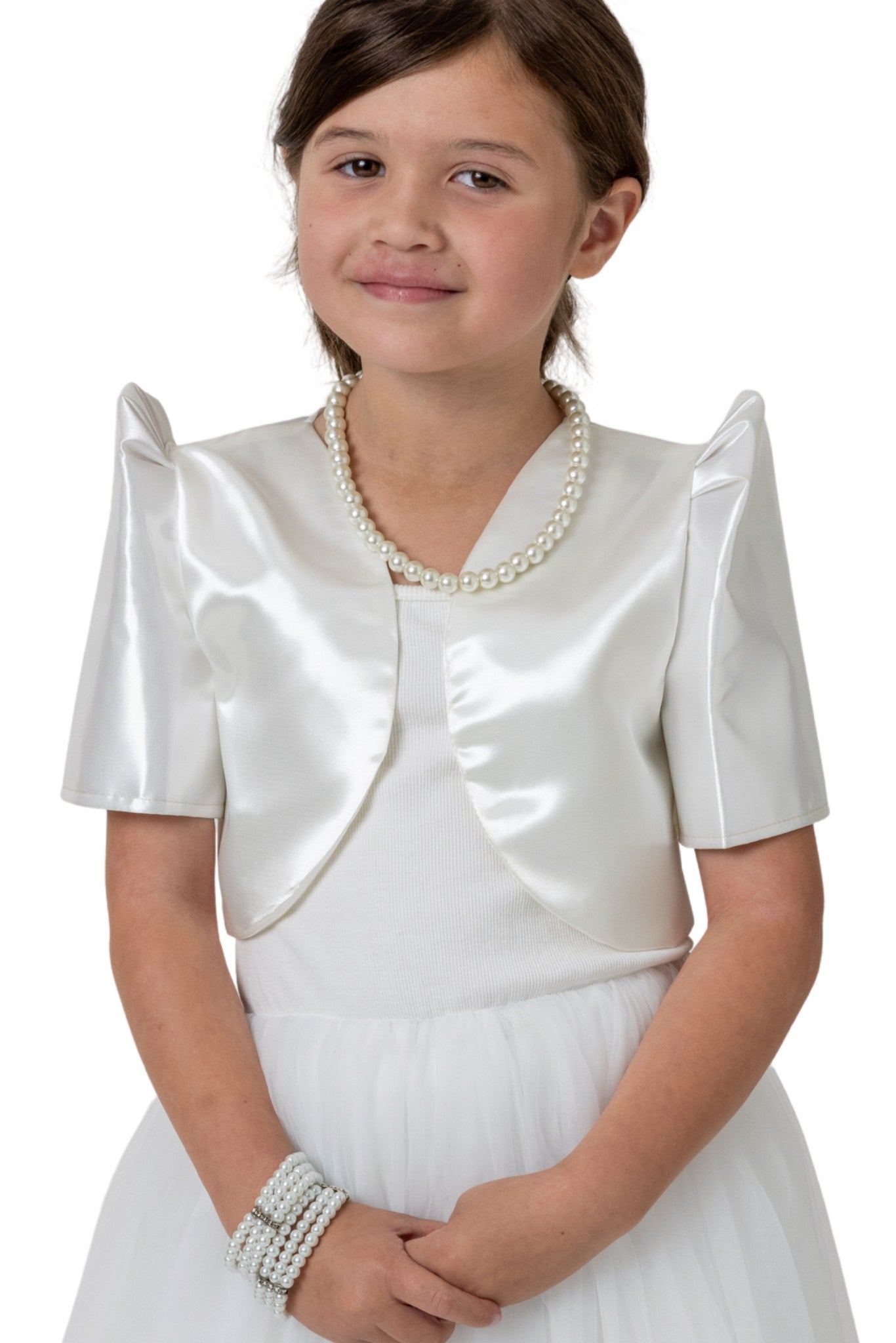 Barong Warehouse - AR06 - Girls' Satin Bolero Beige - Filipiniana