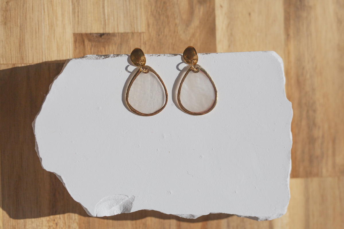Handcrafted Teardrop Capiz Shell Drop Earrings