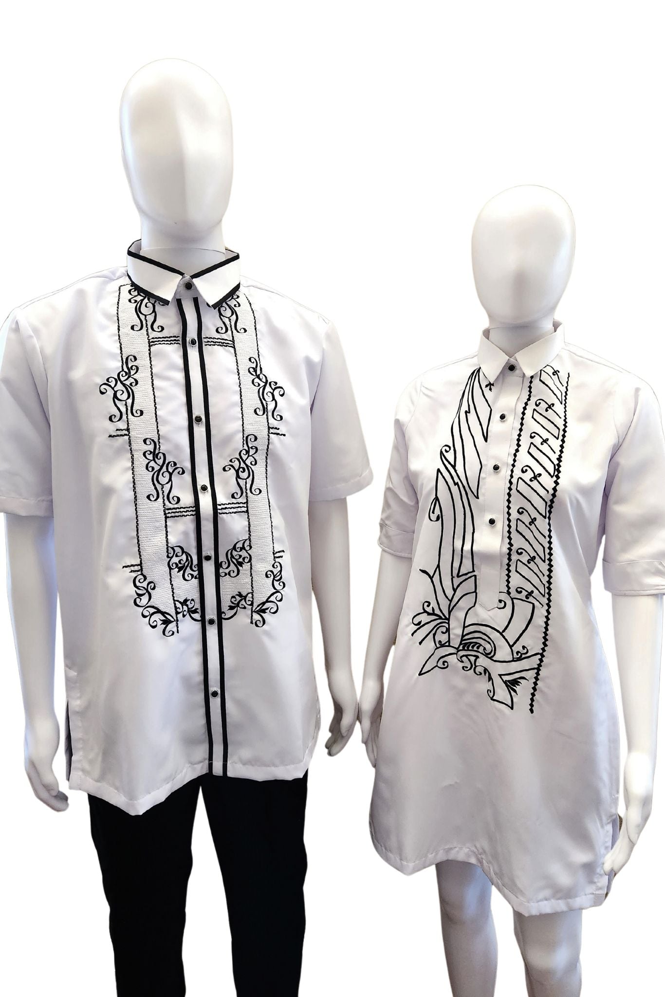 Barong Warehouse - Barong Warehouse - CB02 - Couple's Barong - Matching Barong Tagalog & Filipiniana Barong Dress