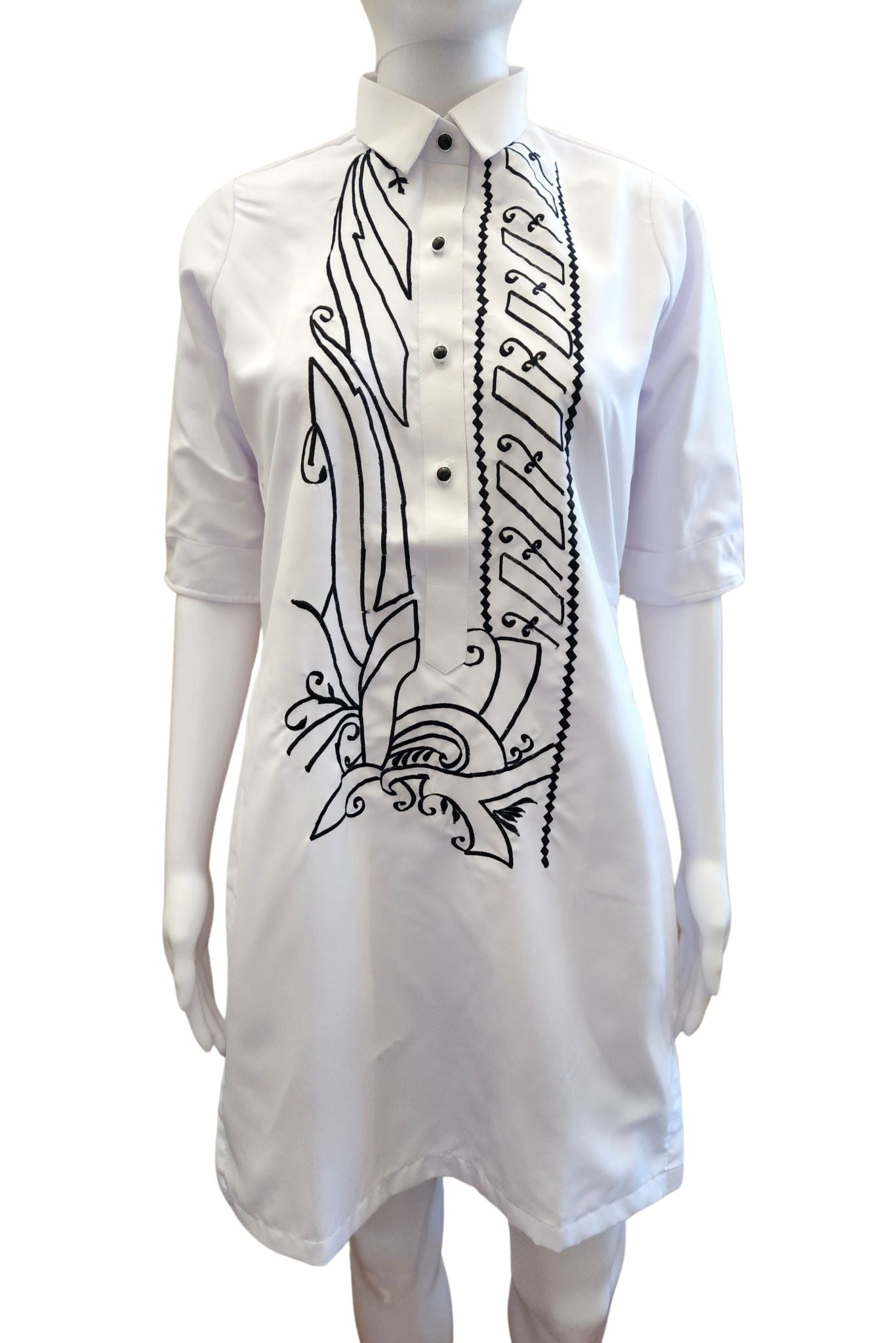 Barong Warehouse - CB02 - Couple's Barong - Matching Barong Tagalog & Filipiniana Barong Dress
