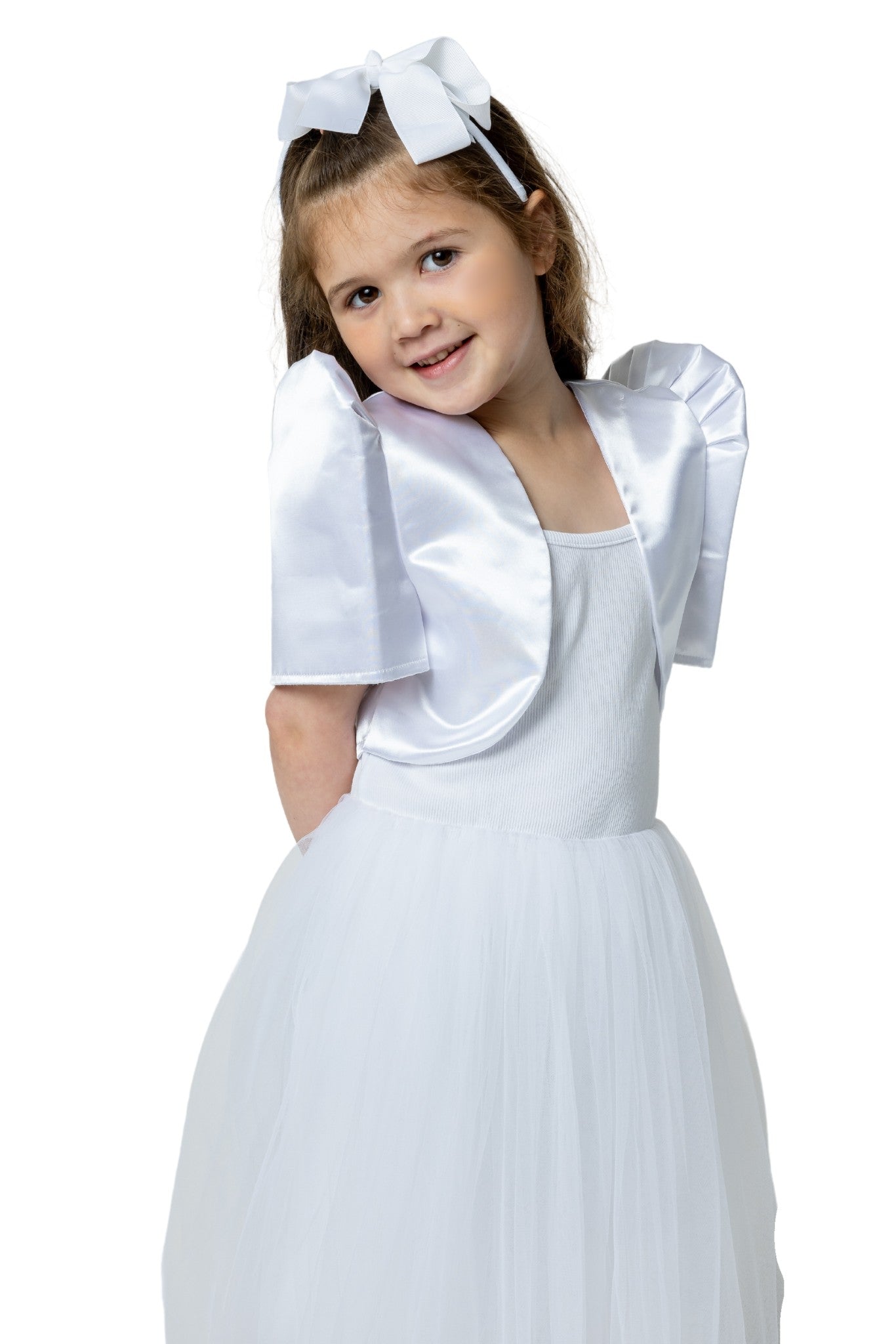 Barong Warehouse - GR01 - Girls' Satin Bolero White - Filipiniana