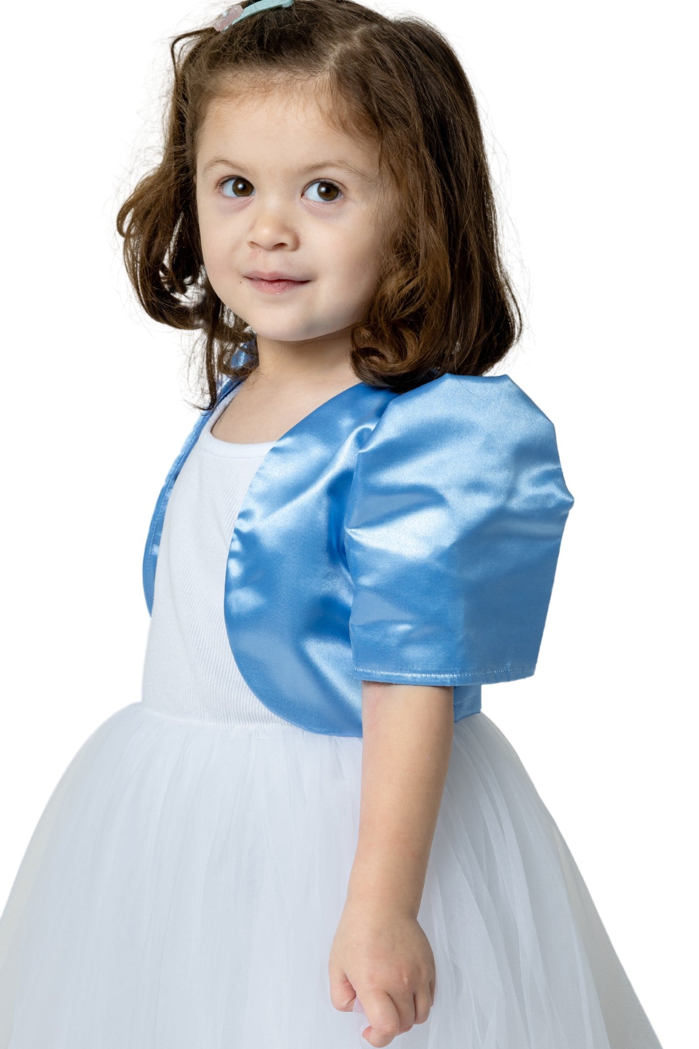 Barong Warehouse - GR04 - Girls' Satin Bolero Blue - Filipiniana