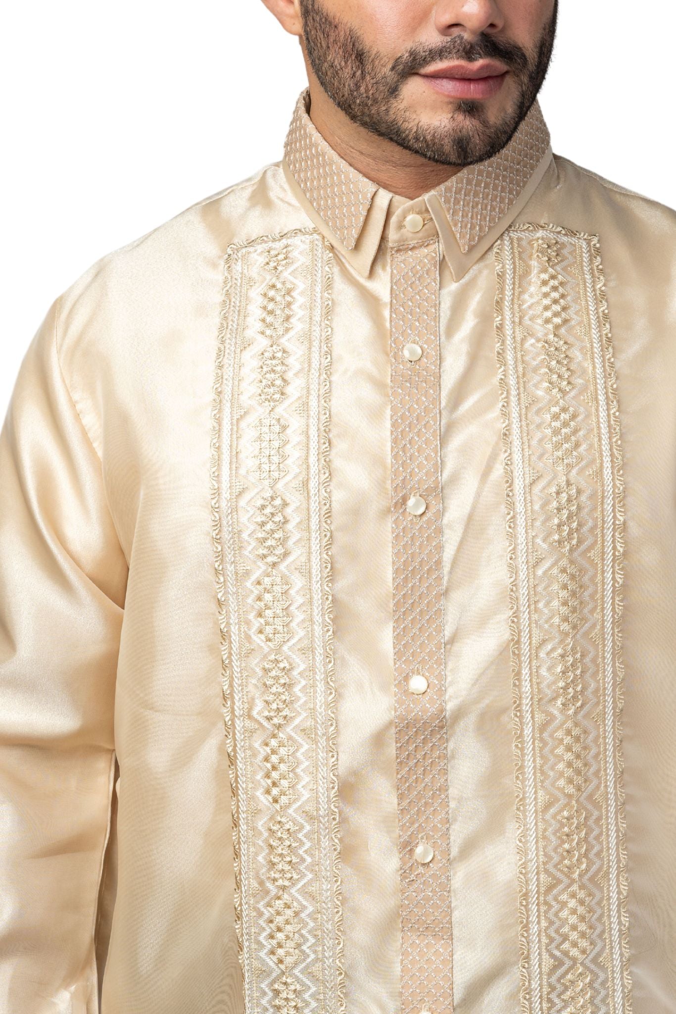 Barong Warehouse - MO32 - Big & Tall - Organza Barong Tagalog Full-Open with Lining
