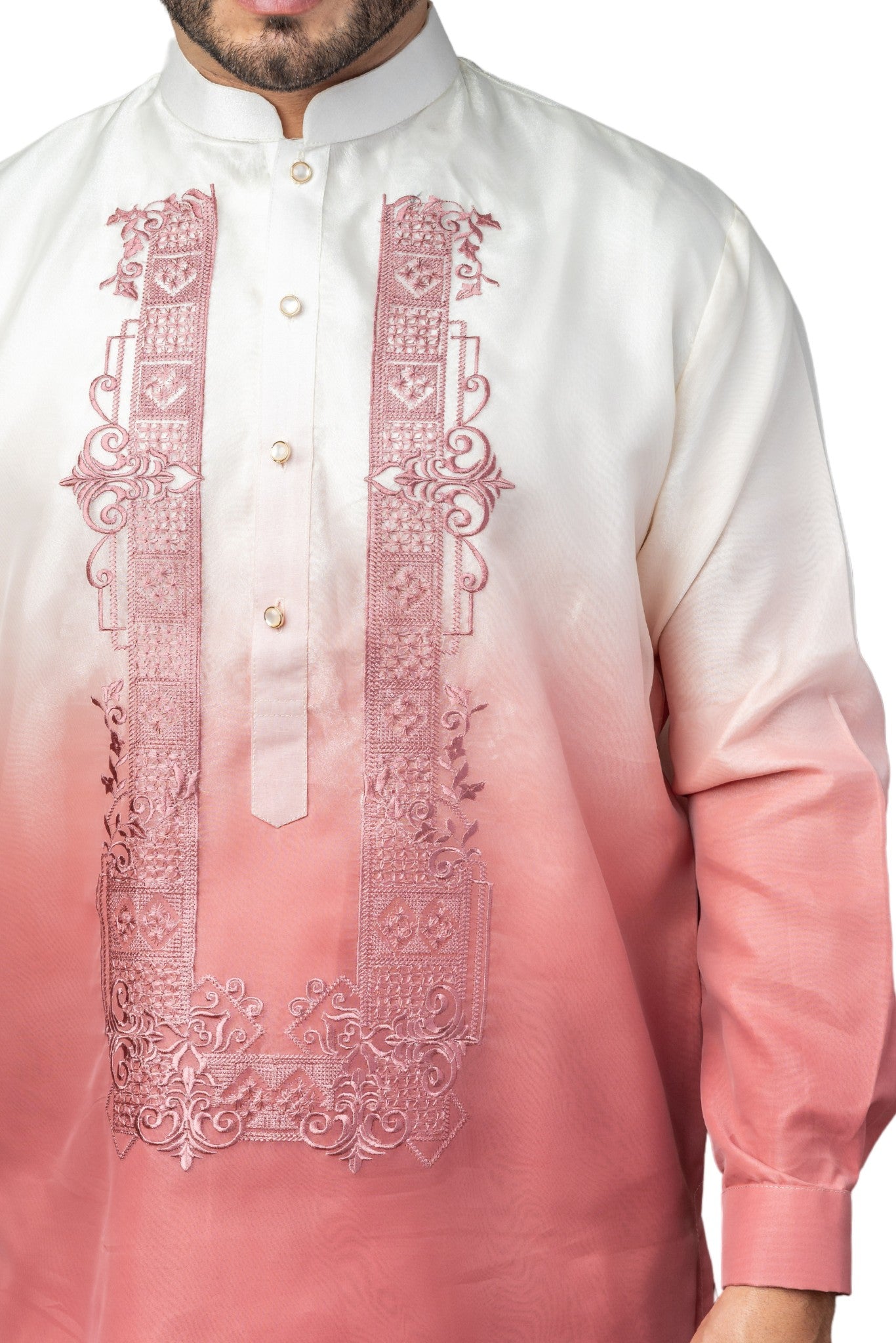 Barong Warehouse - MO38 - Organza Barong Tagalog Monochromatic Old Rose