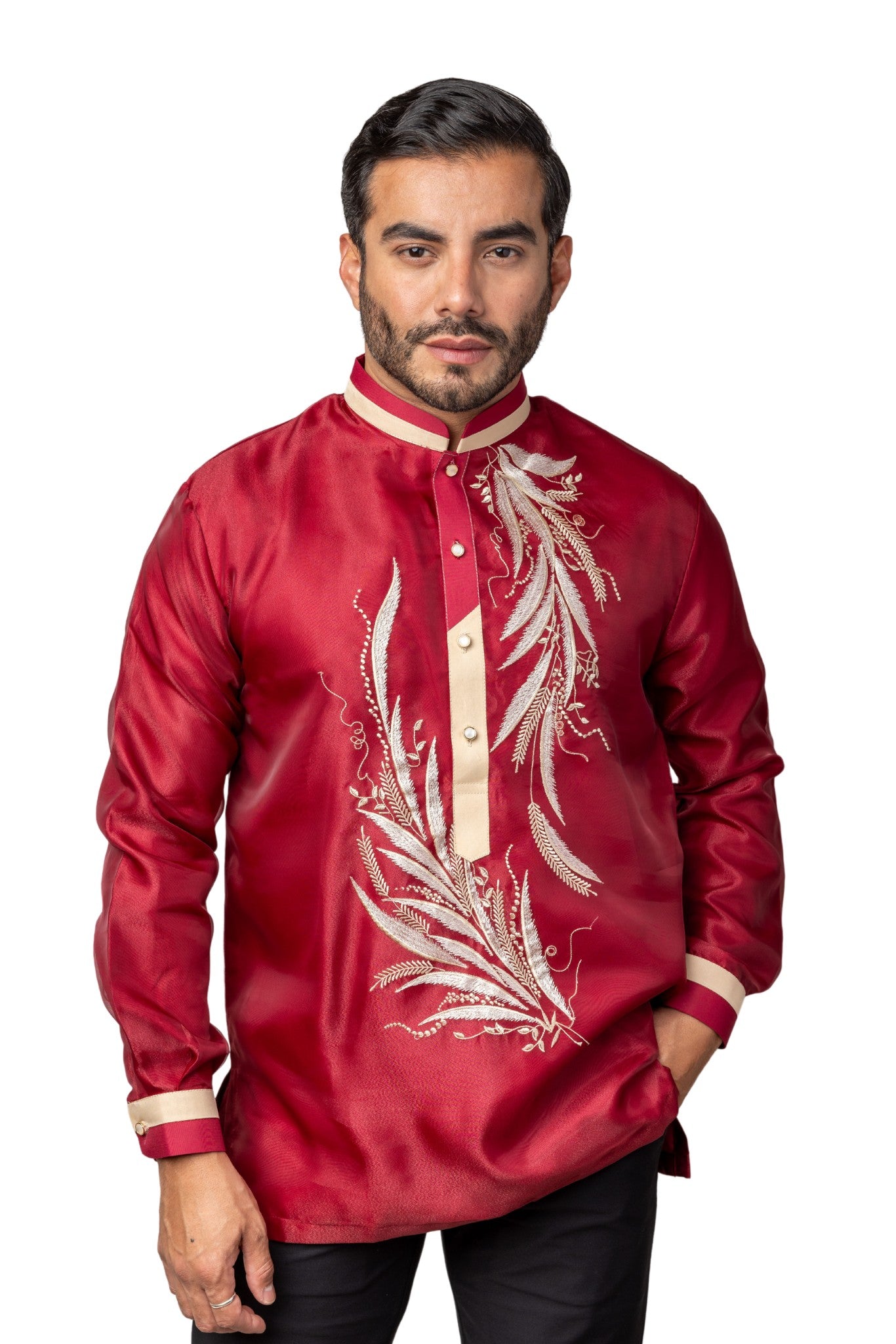 Barong Warehouse - MO39 - Organza Barong Tagalog with Lining Maroon