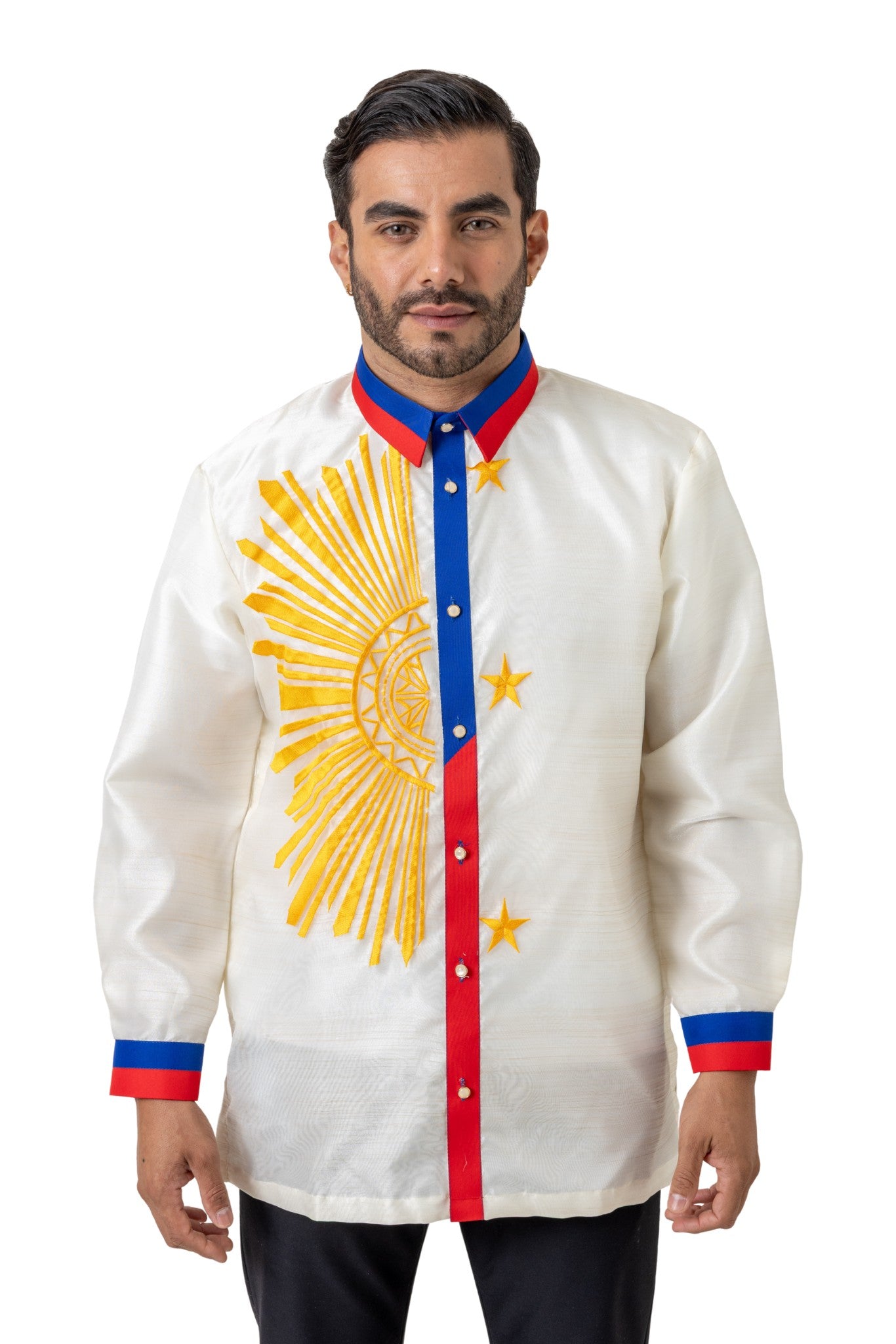 MO51 - Organza Barong Tagalog with Lining Sun and Stars