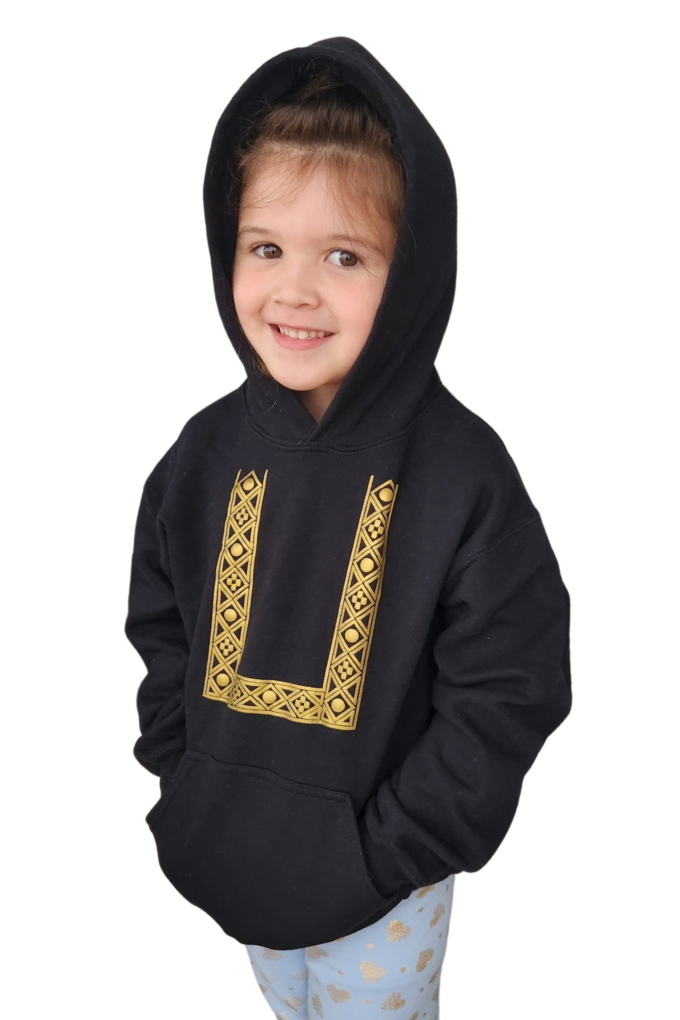 Baru Mu - Barong Warehouse - VLM03 - Kids' Barong Pullover Hoodie - Gold Embroidery