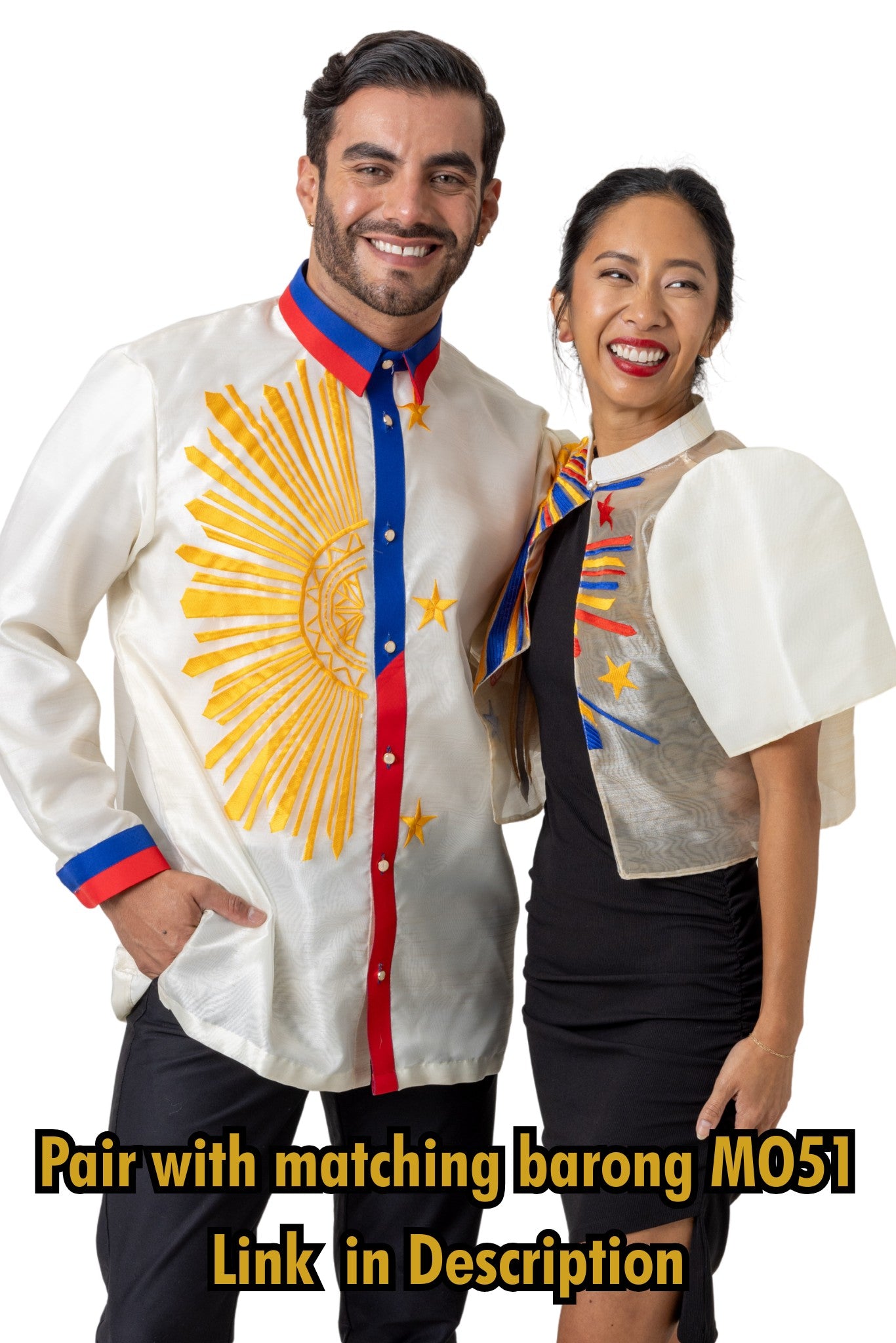 Barong Warehouse - WR21 - One-Button Bolero Filipino Flag Sun and Stars