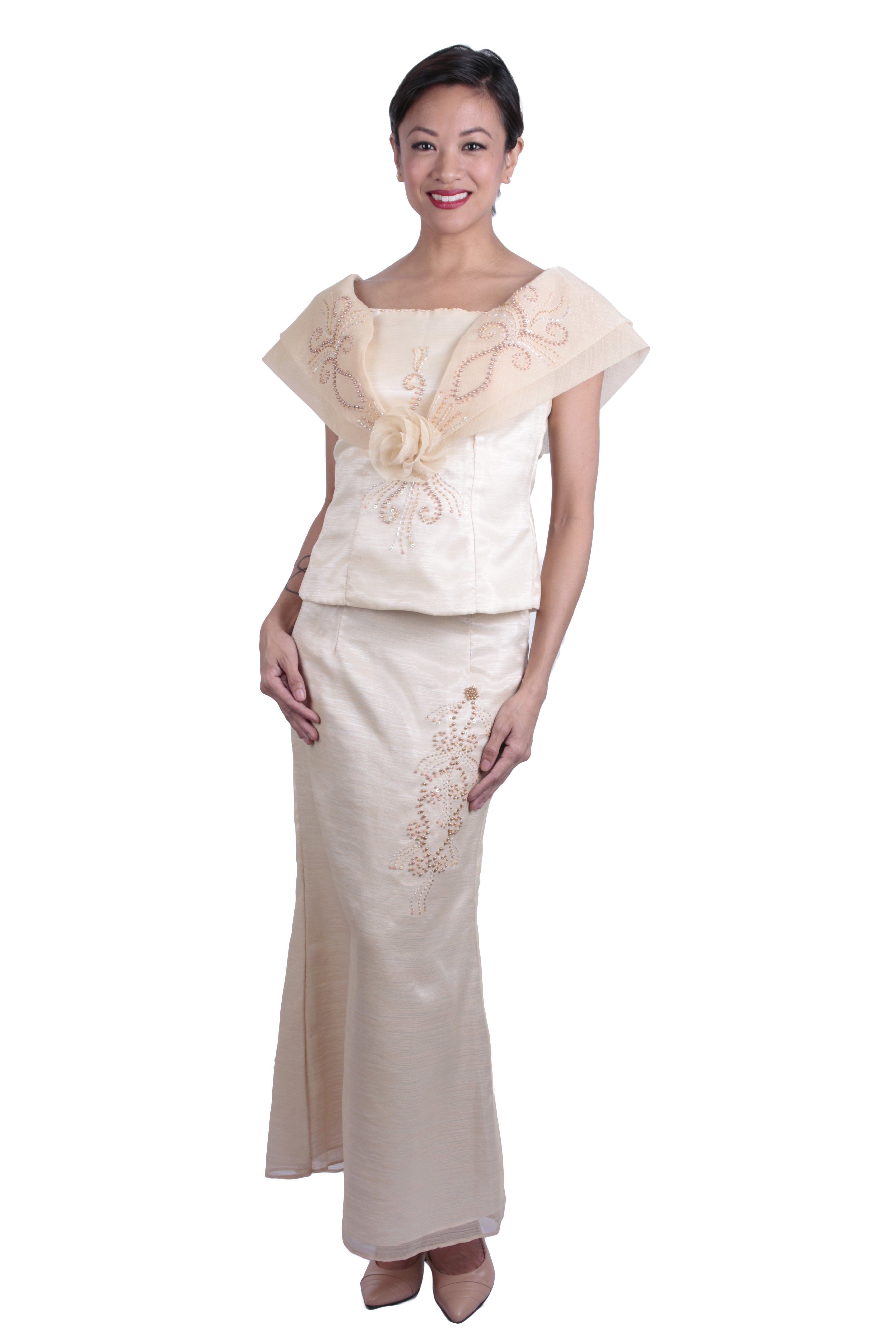 Long gown filipiniana best sale