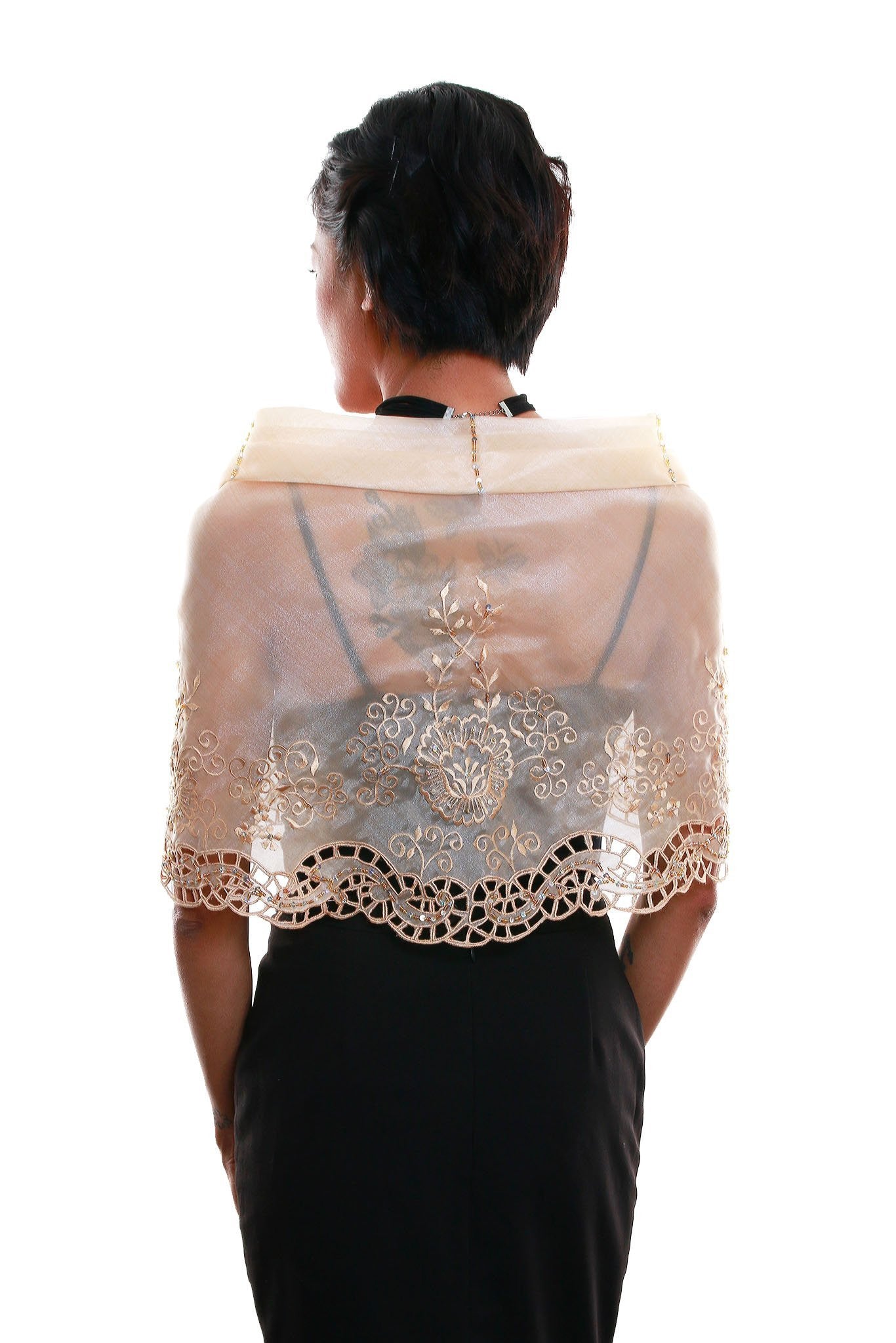 BARONG WAREHOUSE - WA15 - Cutwork Alampay Beige - Filipiniana