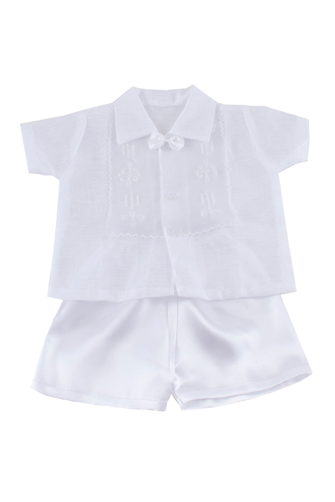 BARONG WAREHOUSE - BS01 - Boys' Baptism Barong Set White