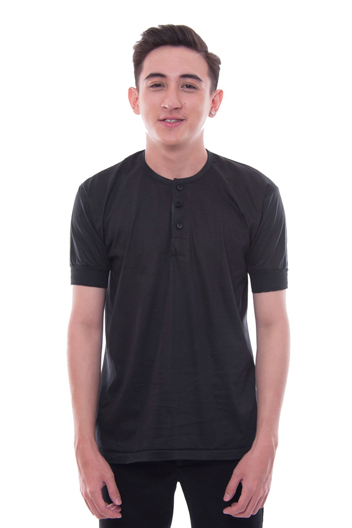 BARONG WAREHOUSE - MUS8 - Camisa de Chino - Short-Sleeve - Black