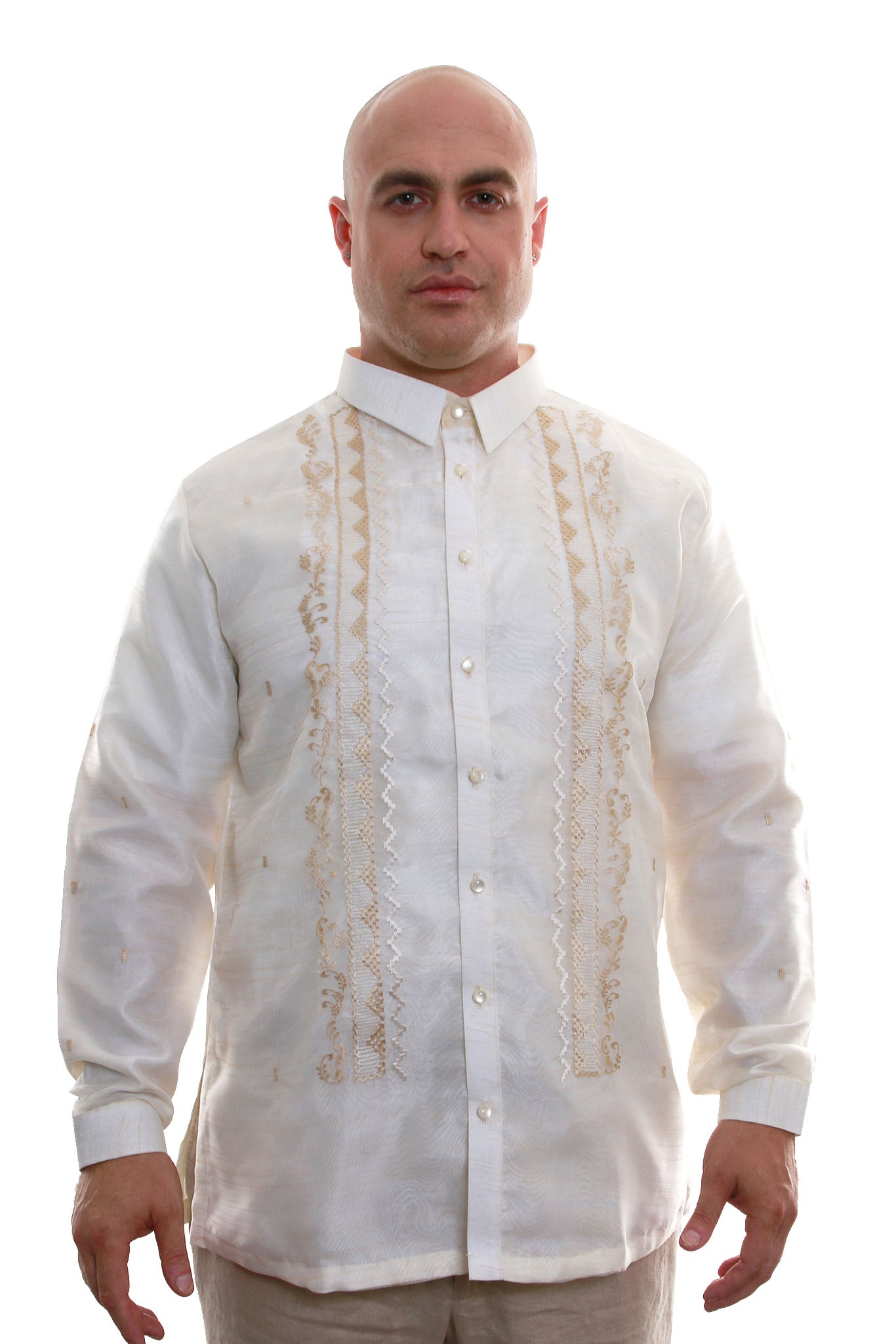 BARONG WAREHOUSE - MO06 - Organza Pina Barong Tagalog Full-Open with Lining