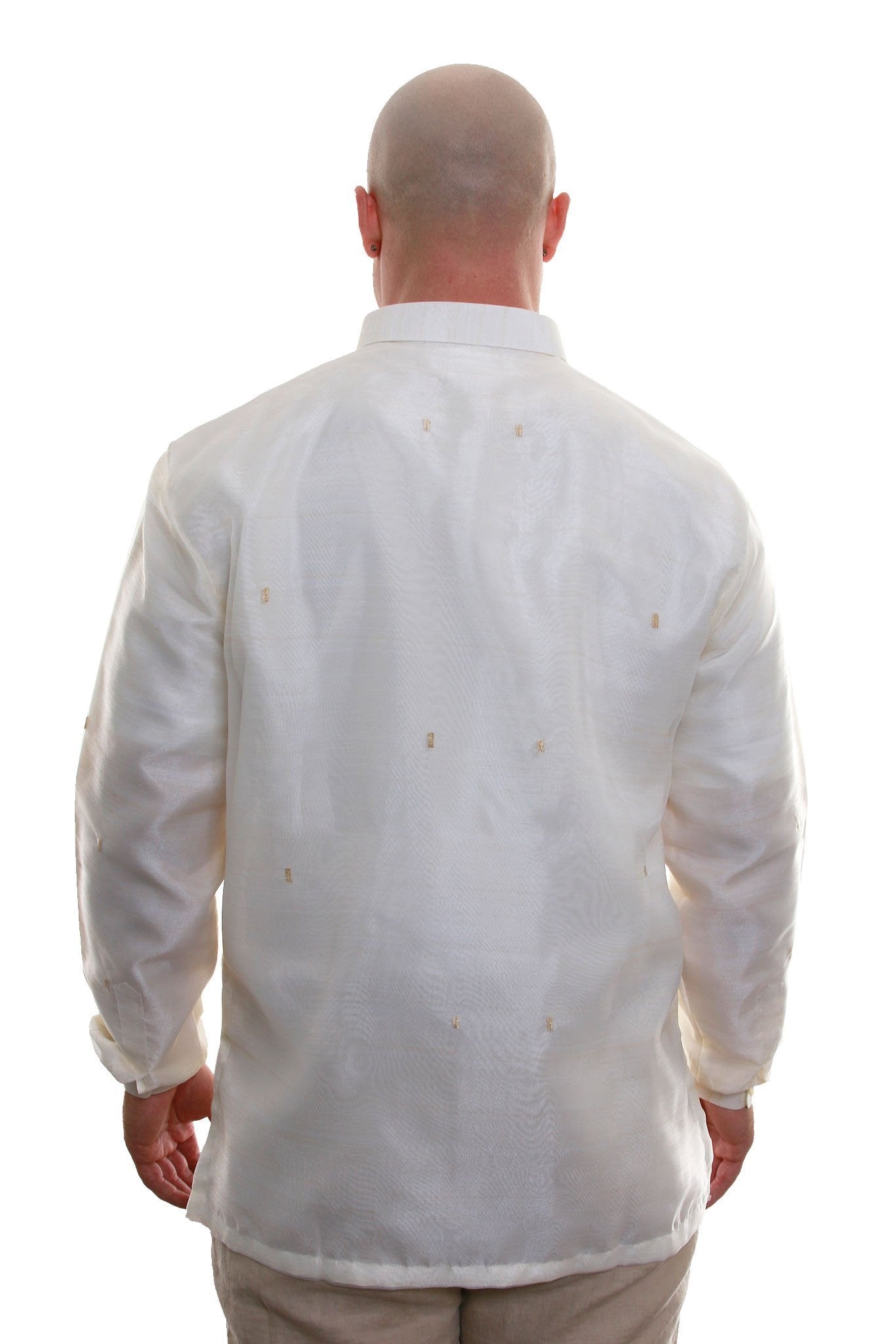 BARONG WAREHOUSE - MO06 - Big & Tall - Organza Pina Barong Tagalog Full-Open with Lining