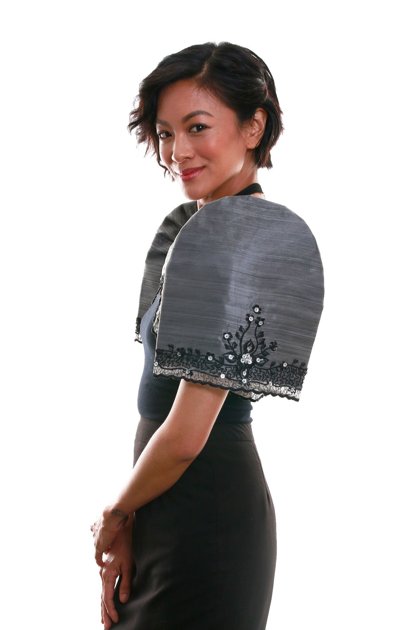 BARONG WAREHOUSE - WR11 - Mestiza Bolero Dark Gray - Filipiniana