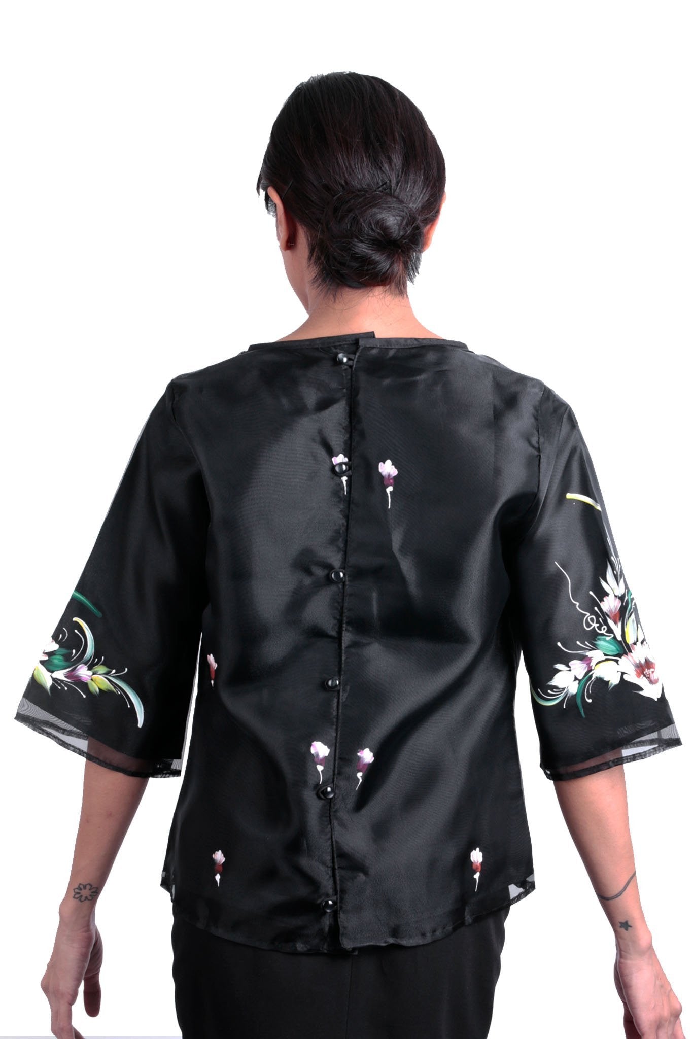 BARONG WAREHOUSE - WK21 - MADE-TO-ORDER - Round Neck Kimona Black - Filipiniana