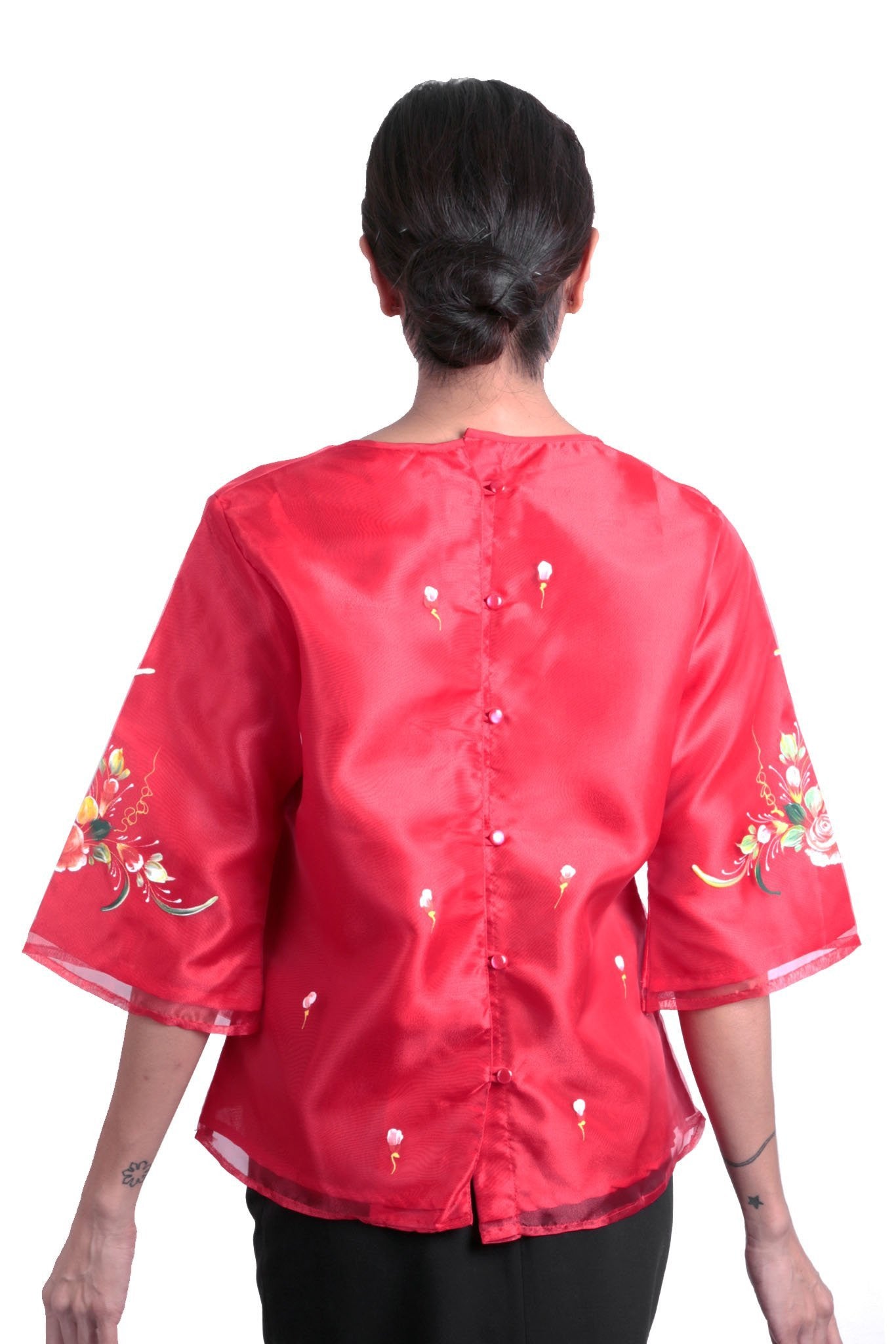 BARONG WAREHOUSE - WK18 - Round Neck Kimona Red - Filipiniana