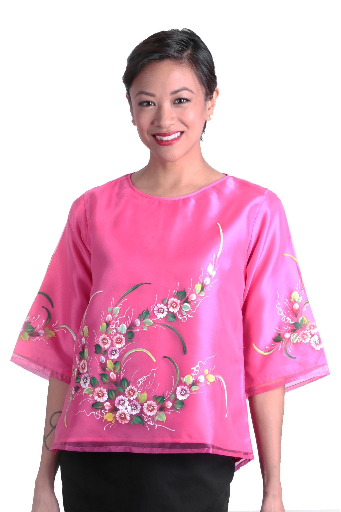 BARONG WAREHOUSE - WK17 - Round Neck Kimona Fuchsia - Filipiniana