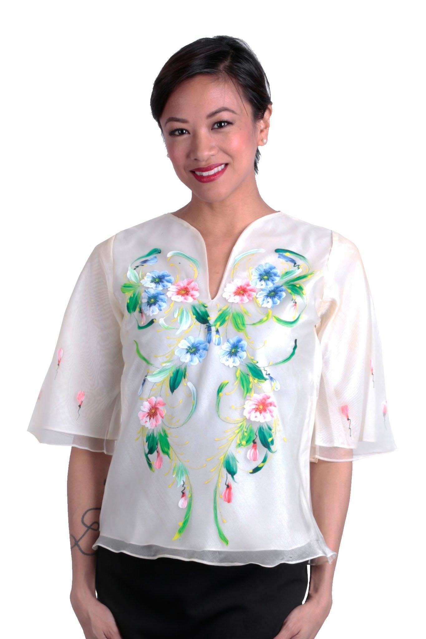 BARONG WAREHOUSE - WK09 - Painting Kimona Beige - Filipiniana