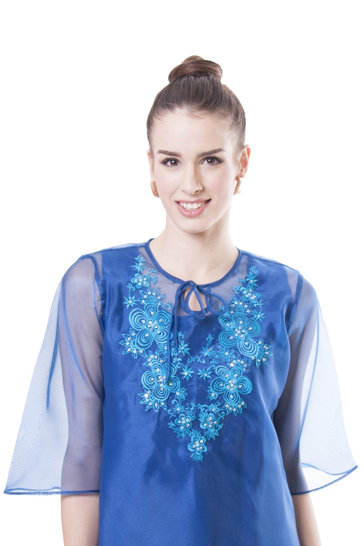 BARONG WAREHOUSE - WK08 - Bow Kimona Blue - Filipiniana