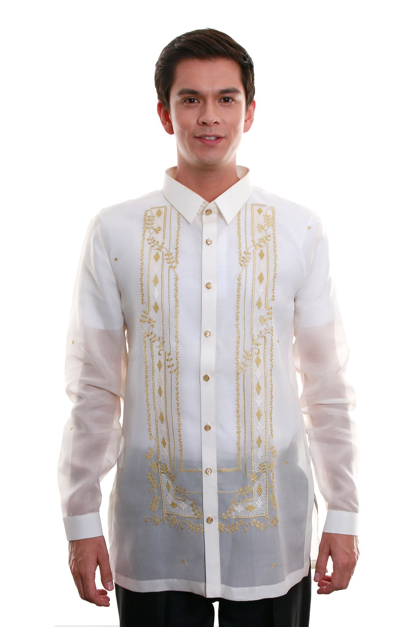 BARONG WAREHOUSE - MJ18 - Jusi Barong Tagalog Full-Open Gold