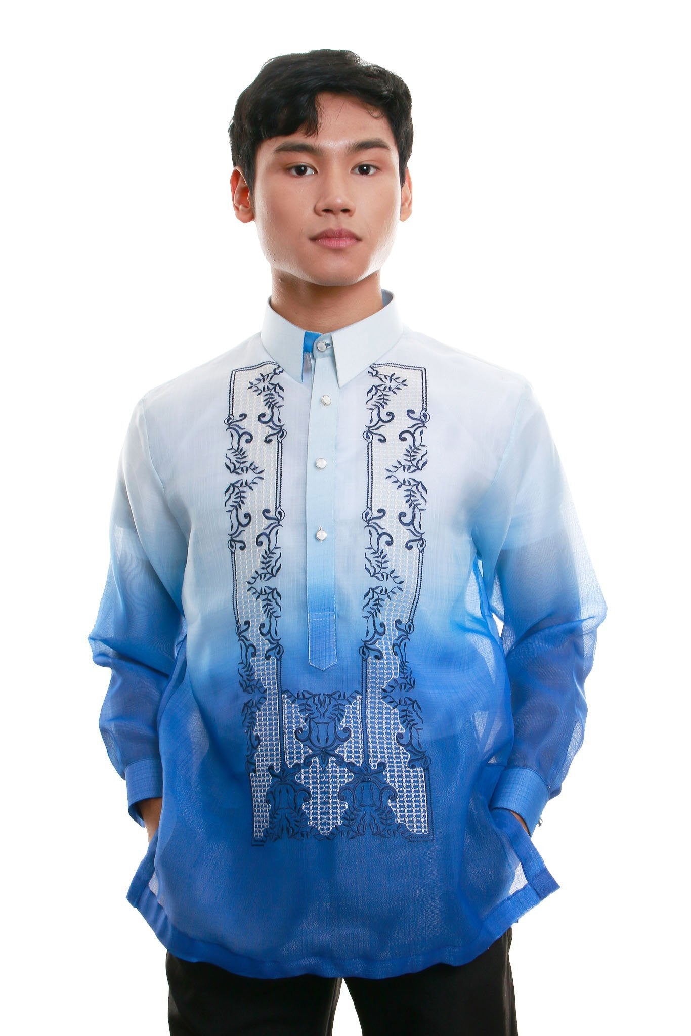 BARONG WAREHOUSE - MC07 - MADE-TO-ORDER - Cocoon Pina Barong Tagalog Blue