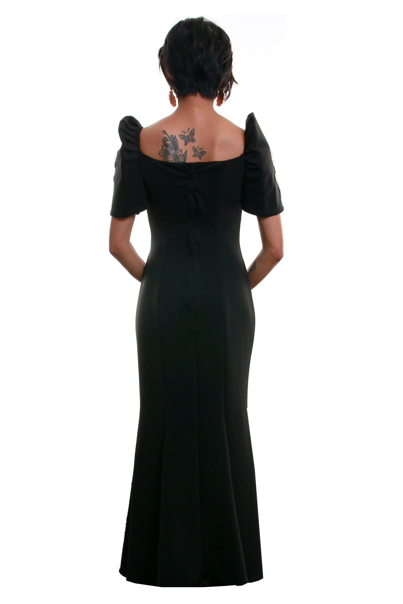 BARONG WAREHOUSE - WD09 Neoprene Mestiza Gown Black Filipiniana Dress