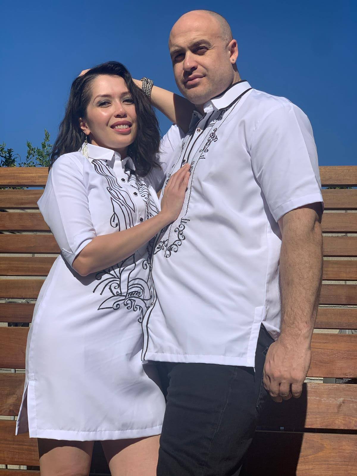 Barong Warehouse - CB02 - Couple's Barong - Matching Barong Tagalog & Filipiniana Barong Dress