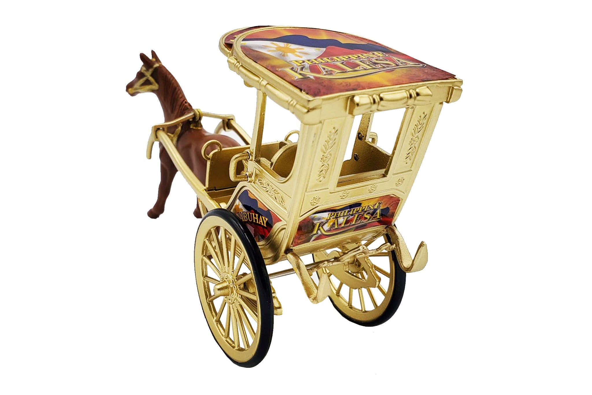 BARONG WAREHOUSE - FH10 - Kalesa Figurine Philippine Gold Edition Horse and Carriage Decor