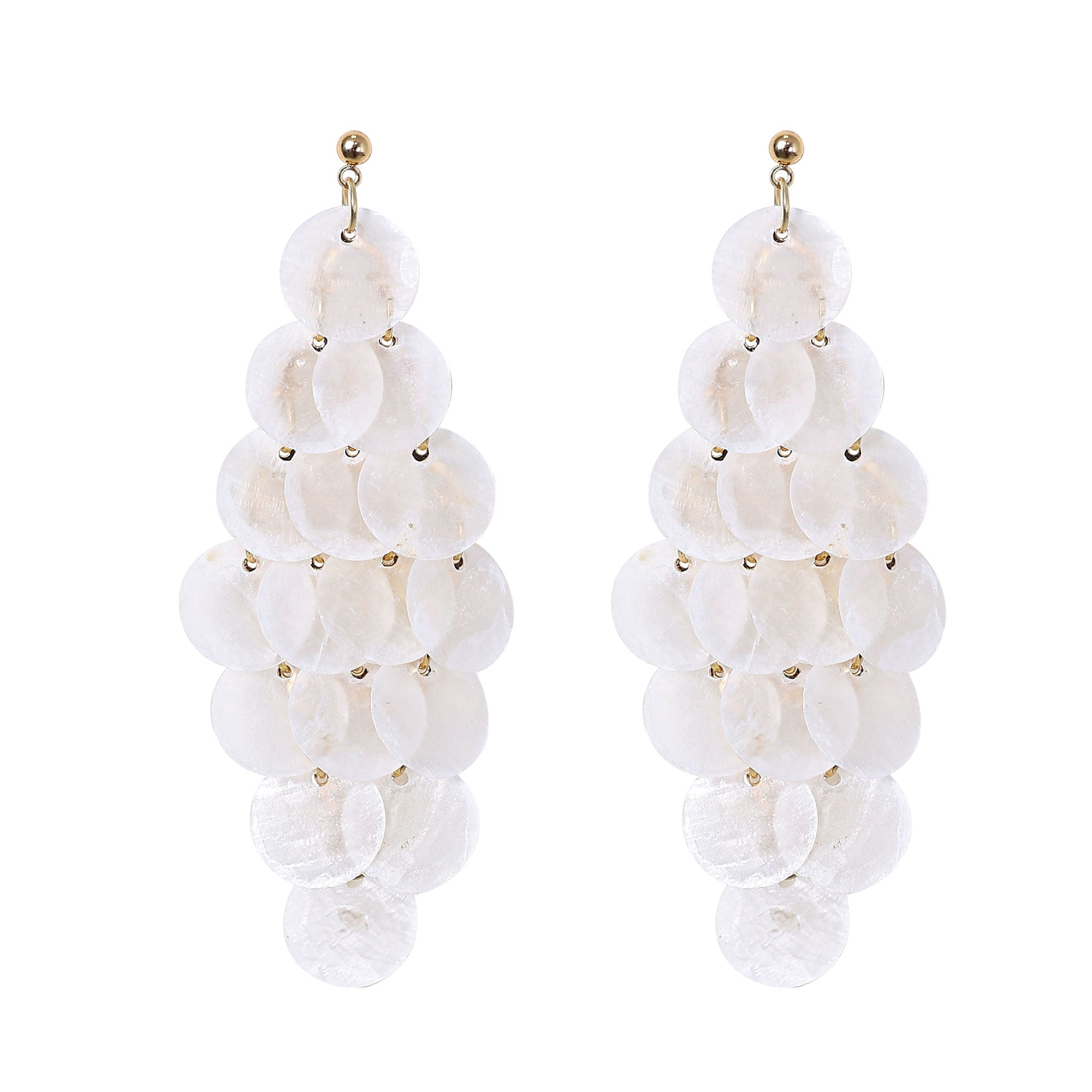 Handcrafted Cascading Capiz Shell Chandelier Earrings