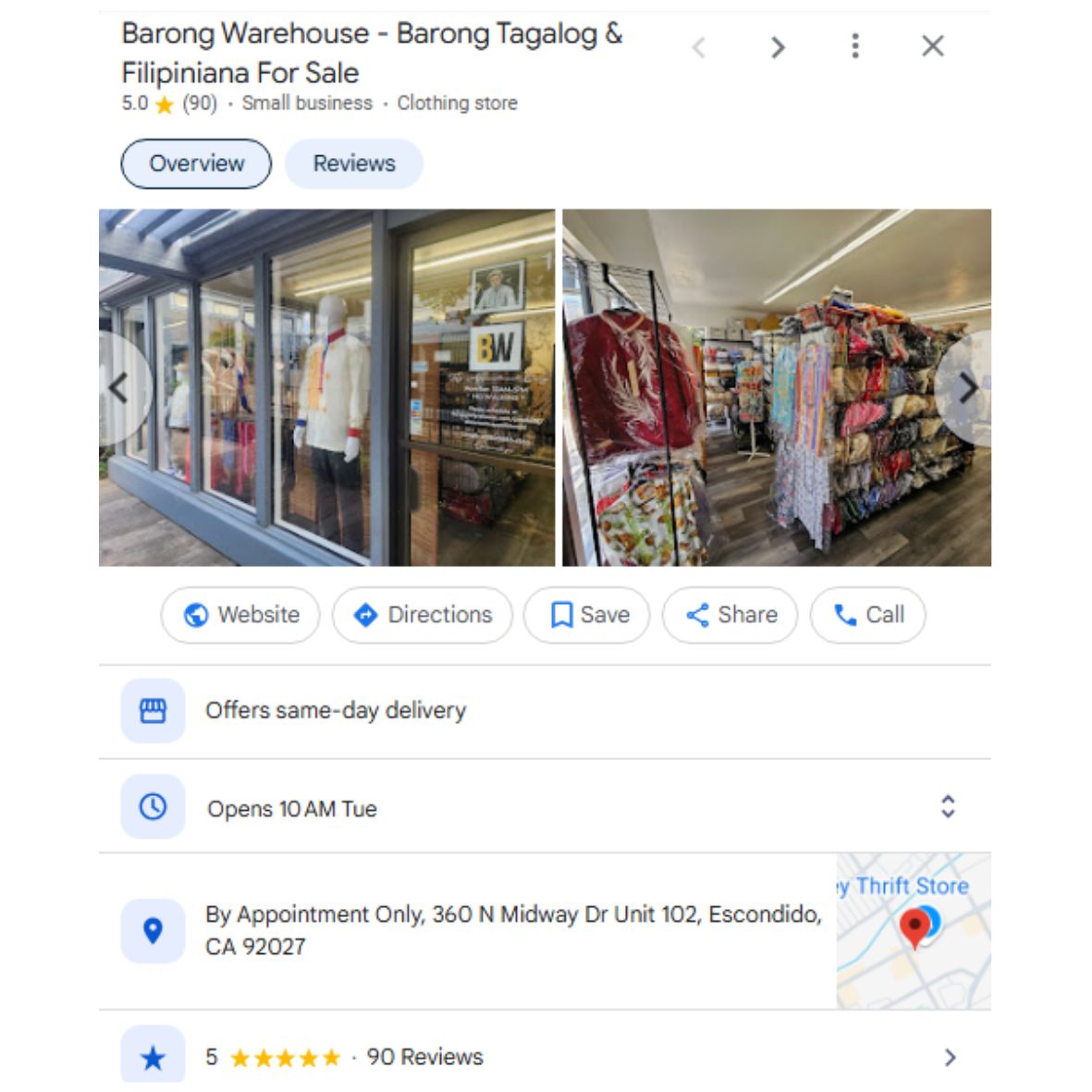 Barong Warehouse Showroom (BY APPOINTMENT ONLY)