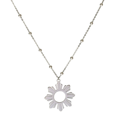 Philippine Sun Statement Pendant Necklace with Beaded Chain