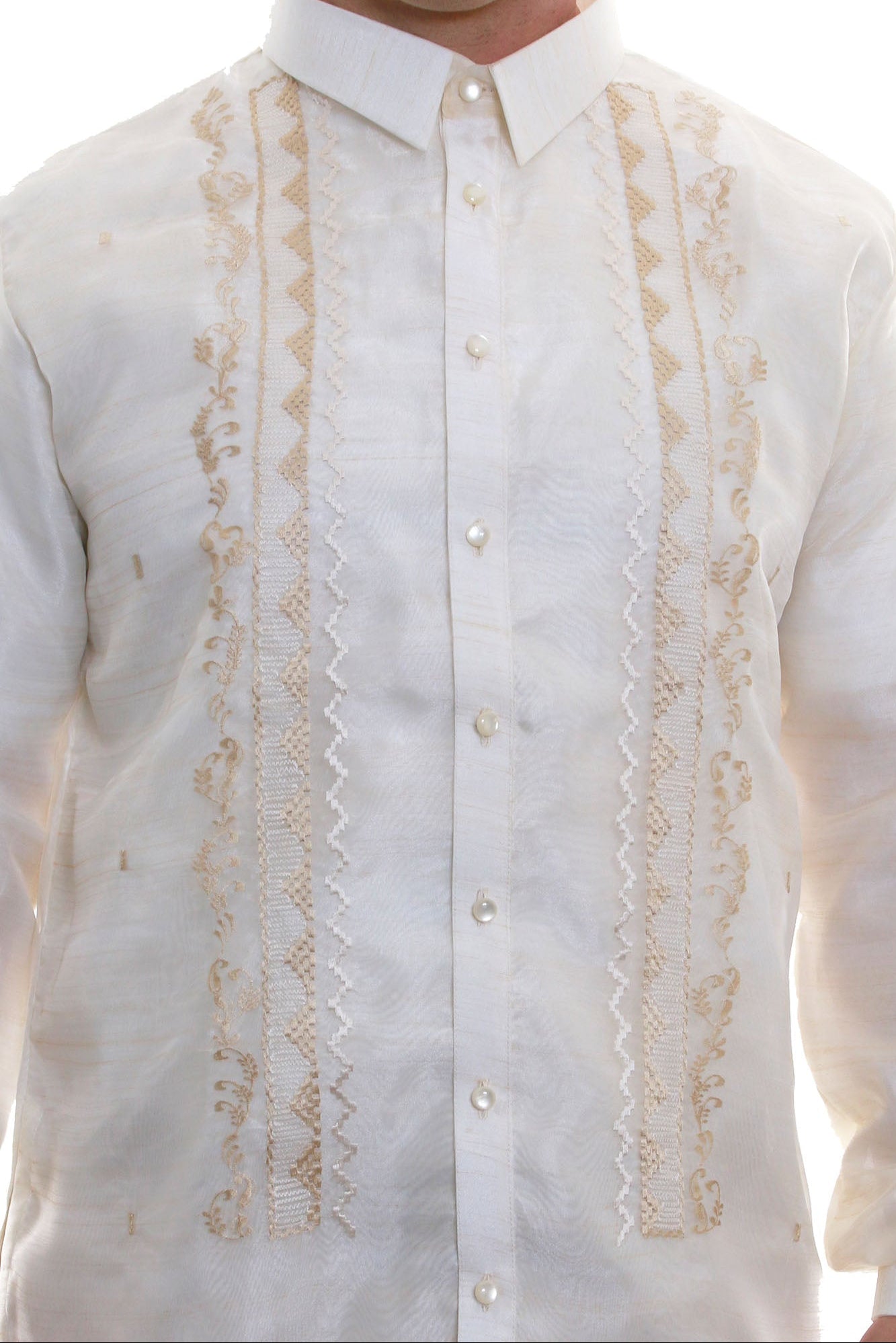 BARONG WAREHOUSE - MO06 - Organza Pina Barong Tagalog Full-Open with Lining