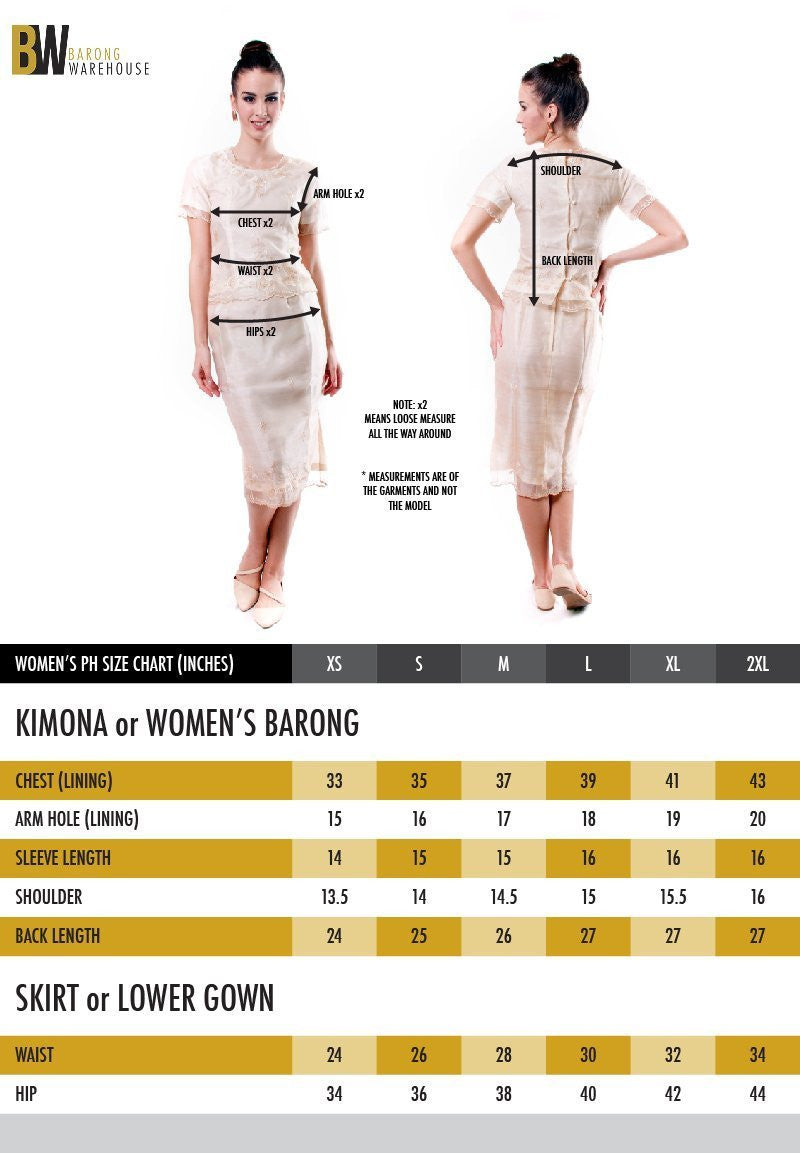 BARONG WAREHOUSE - Women's Size Chart