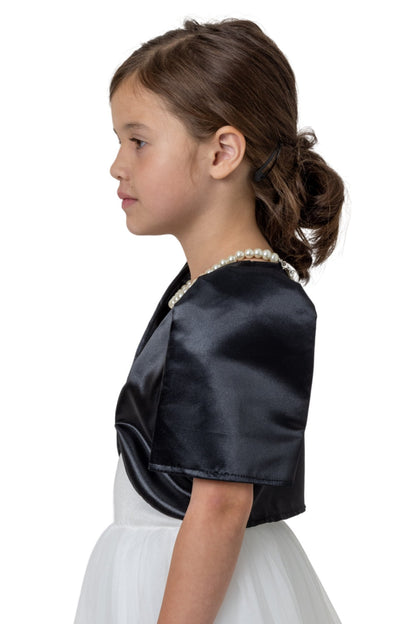 Barong Warehouse - AR07 - Girls' Satin Bolero Black - Filipiniana