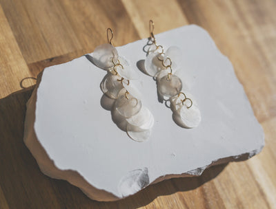 Handcrafted Cascading Capiz Shell Statement Earrings