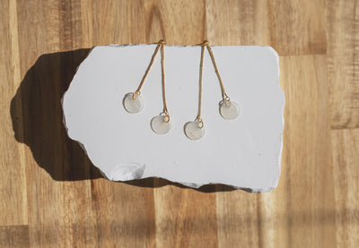 Dainty Double Capiz Shell Chain Drop Earrings