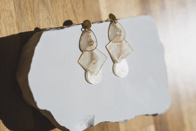 Handcrafted Geometric Capiz Shell Statement Earrings