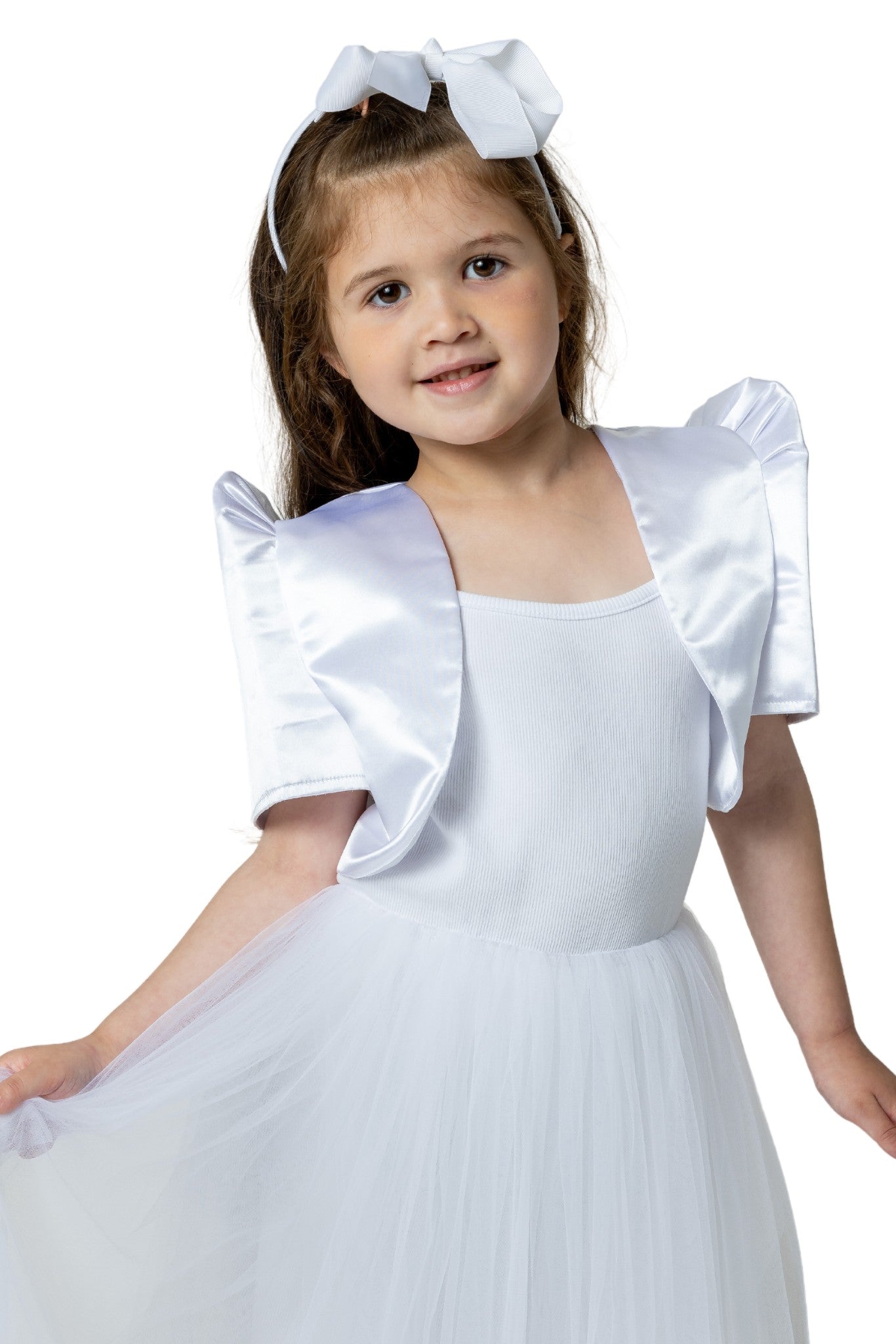 Barong Warehouse - GR01 - Girls' Satin Bolero White - Filipiniana