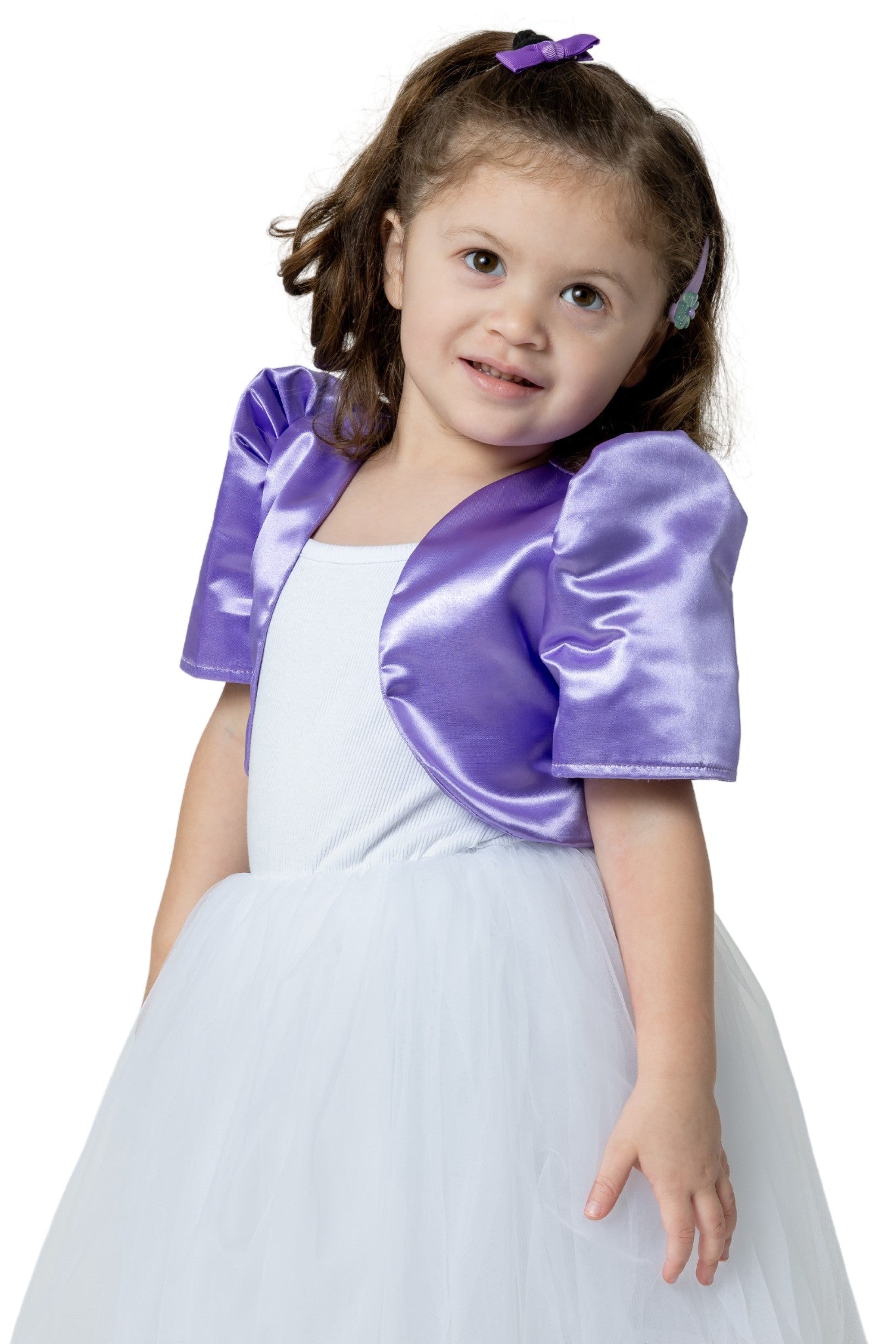 Barong Warehouse - GR04 - Girls' Satin Bolero Purple - Filipiniana