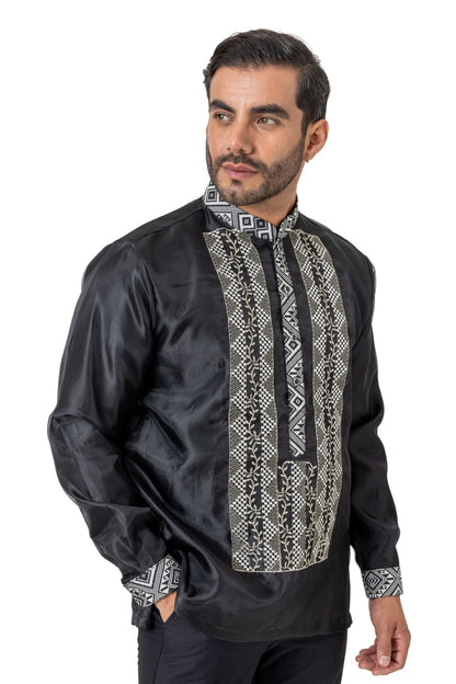 Barong Warehouse - MO59 - Organza Barong Tagalog with Lining Black