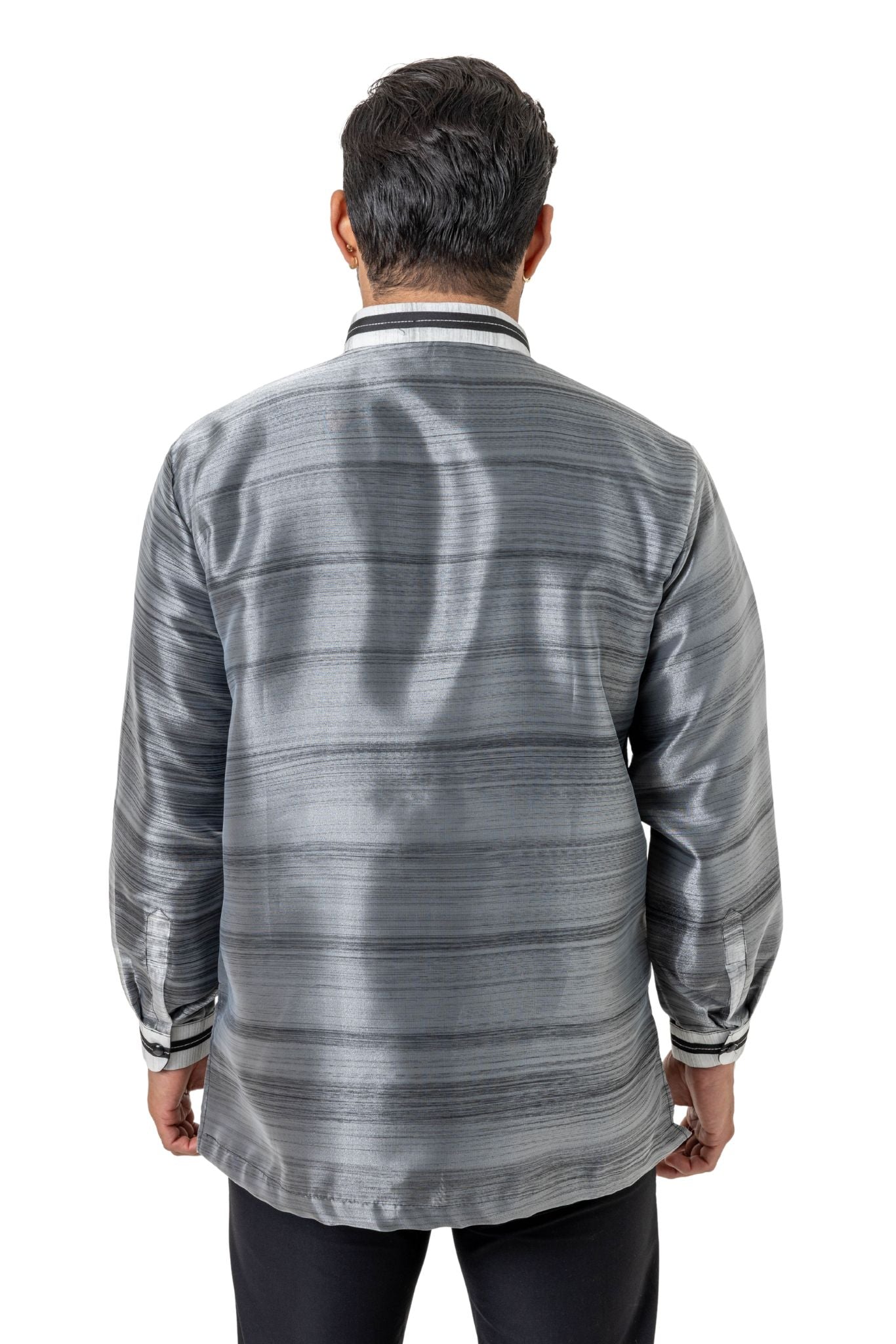 Barong Warehouse - MO10 - Organza Pina Barong Tagalog with Lining Black