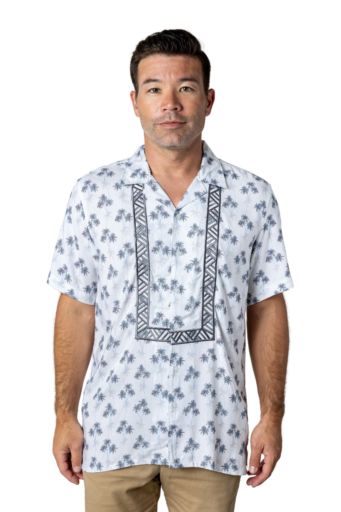 Barong Warehouse - MH02 - Hawaiian Barong Palms - Short-Sleeve Polo Barong Tagalog