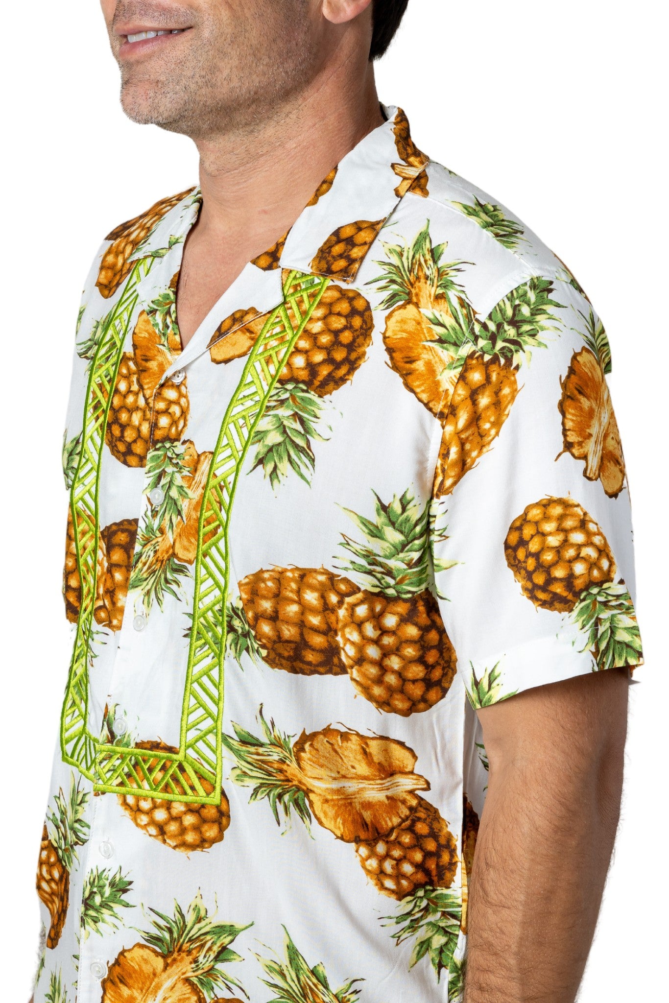 Barong Warehouse - AMH03 - Hawaiian Barong Pineapple - Short-Sleeve Polo Barong Tagalog