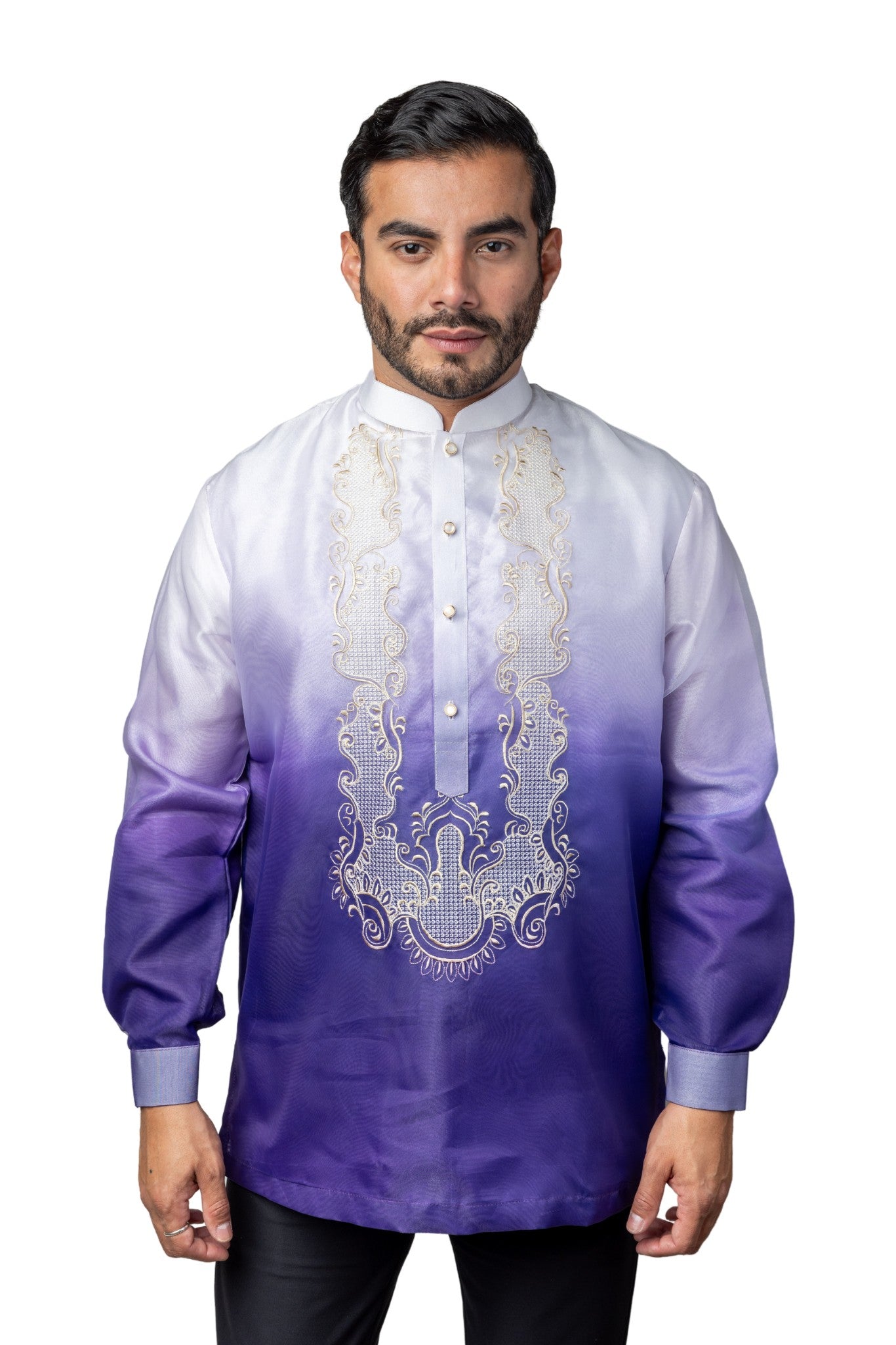 Barong Tagalog In Organza Rossa Manica Lunga, Nuovo Con Etichette, Ordina La Taglia US