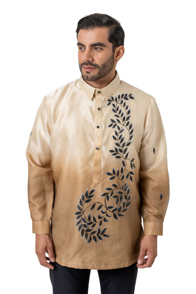 Barong Warehouse - MO49 - Organza Painting Barong Tagalog with Lining Brown