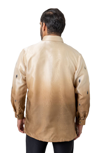 Barong Warehouse - MO49 - Organza Painting Barong Tagalog with Lining Brown