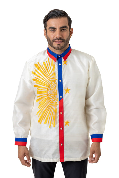 MO51 - Organza Barong Tagalog with Lining Sun and Stars